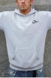 Upper Body Man White Casual Sweatshirt Average